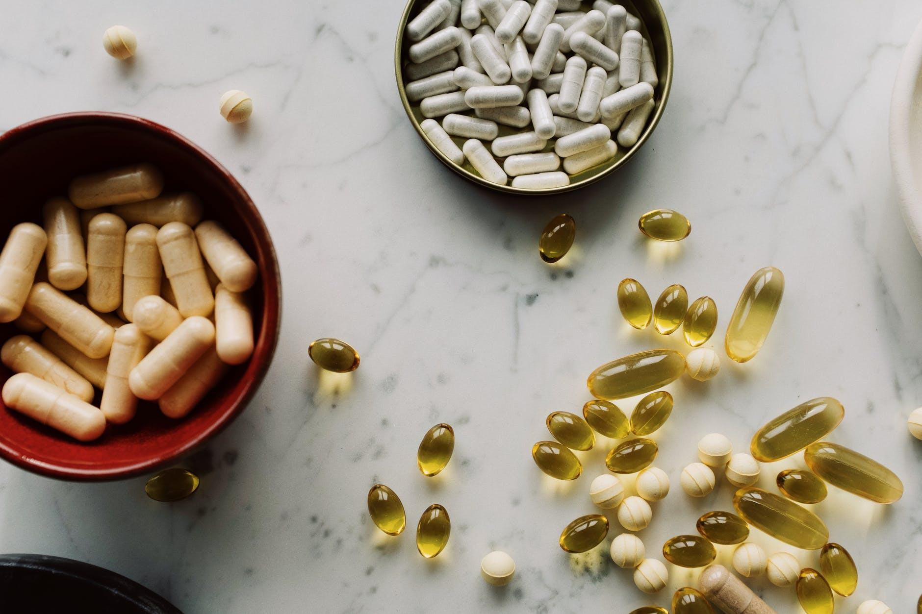 dietary supplements on the kitchen counter